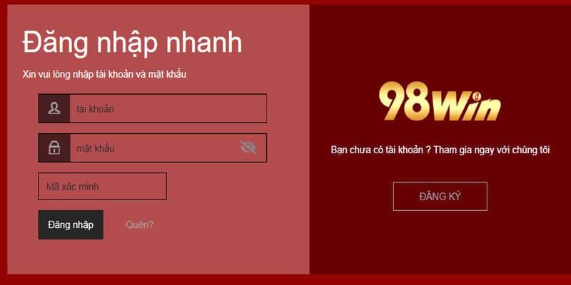 Đăng nhập 98Win từ trình duyệt website chính thức